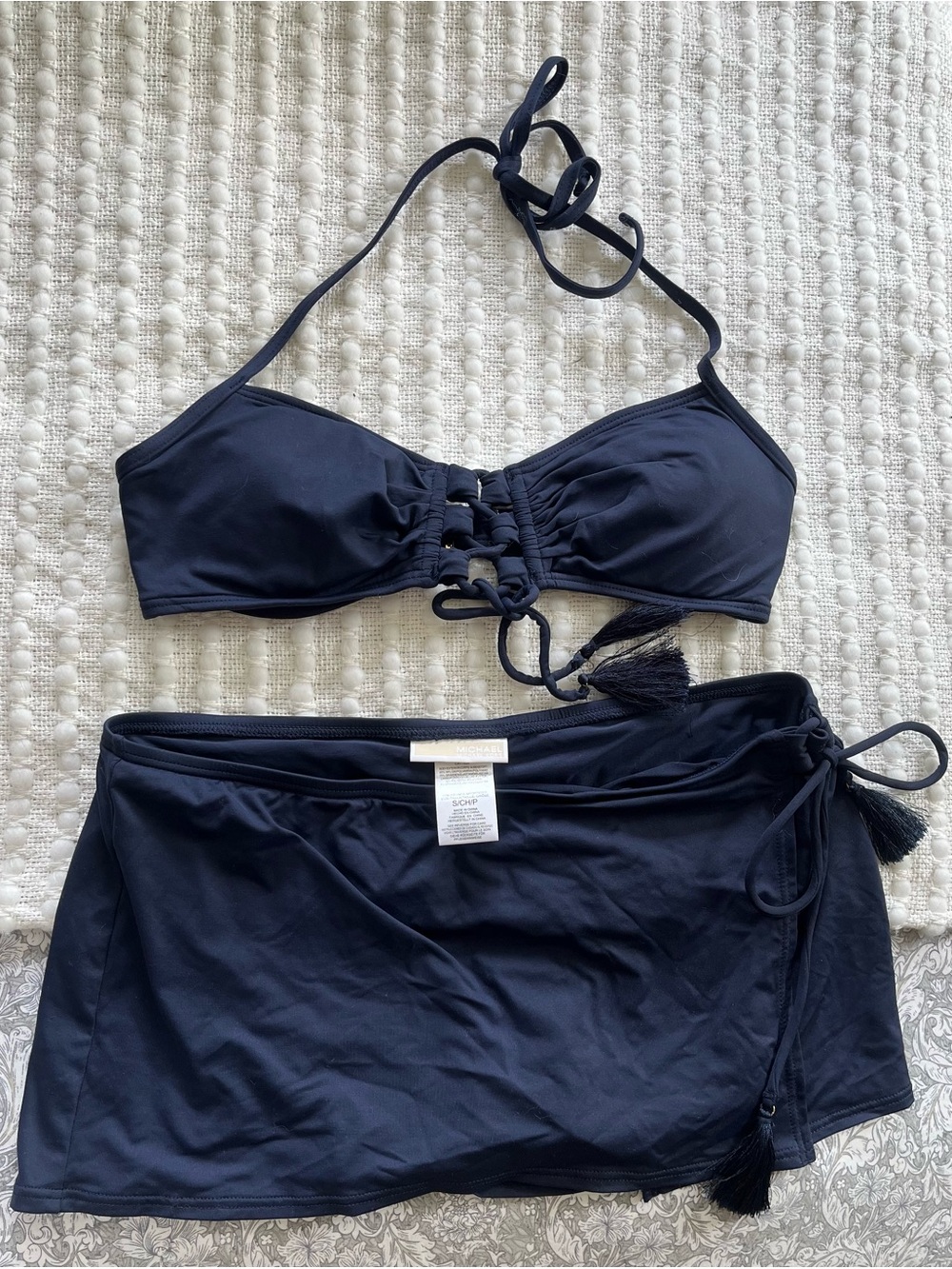 MICHAEL Michael Kors Navy Swim Bottoms with Side Tie
